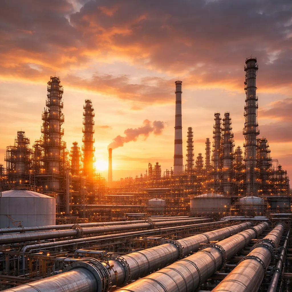 Oil refinery sunset